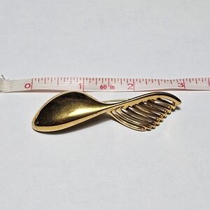 Monet Gold Tone Sculptural Comb Brooch